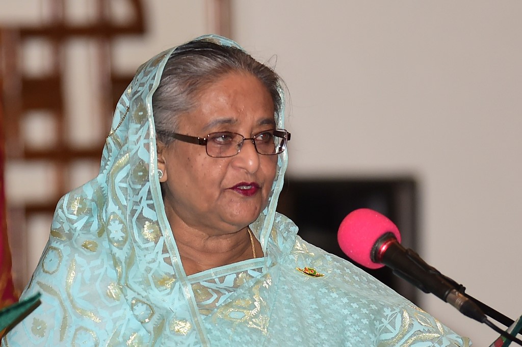  Sheikh Hasina speaks as she is sworn in for her fourth spell as Bangladesh's prime minister at the Presidential Palace in Dhaka on January 7, 2019. (Munir Uz Zaman / AFP)
