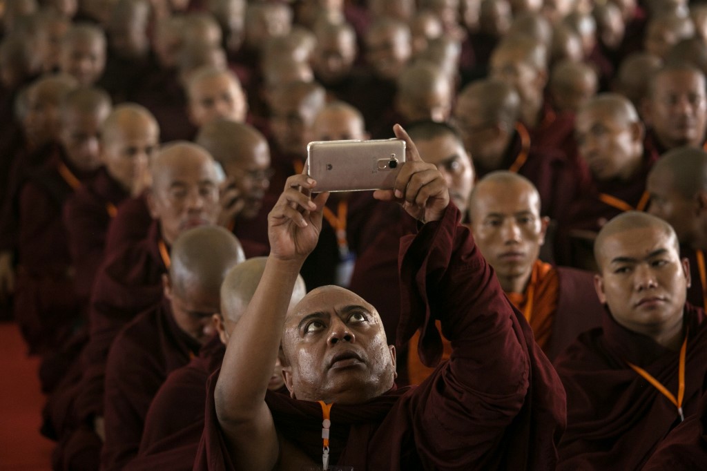 Buddhist monks attend the annual meeting of the ultra-nationalist group Buddha Dhamma Parahita Foundation, previously known as Ma Ba Tha, in Yangon on June 17, 2019. (Sai Aung Main / AFP)