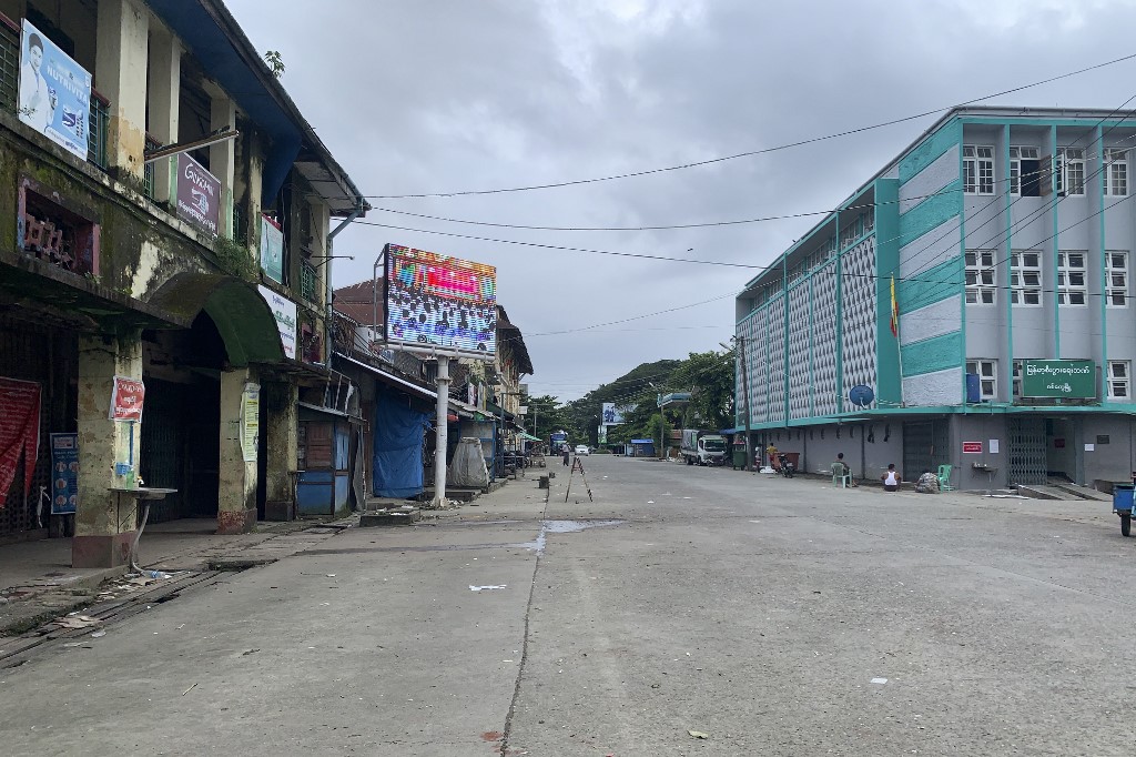 A deserted main street is pictured on August 23, 2020 during a lockdown amidst fears of the COVID-19 coronavirus in Sittwe. (AFP)