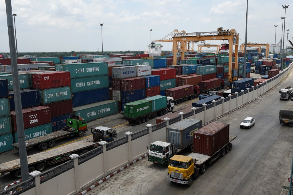 The container port facility of Asia World Port Terminal located along Yangon city river is seen on this photograph taken May 18, 2016. (Romeo Gacad / AFP)
