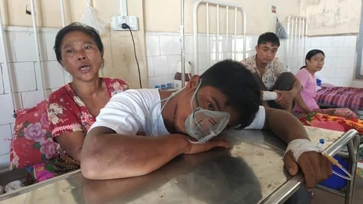 This photo posted by rights' groups on Facebook reportedly shows Zaw Win Hlaing receiving treatment.