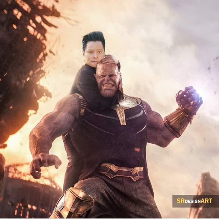 Nay Htoo Naing fixing a rear-naked choke on Avengers baddie Thanos.