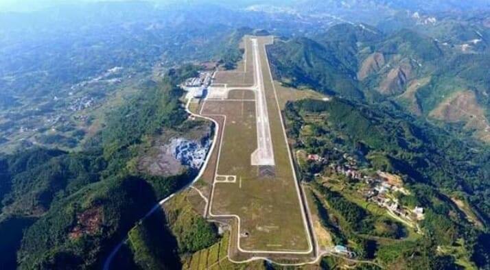 An aerial view of Chin state's first airport. (Facebook / Falam Airport, Chin State Myanmar)