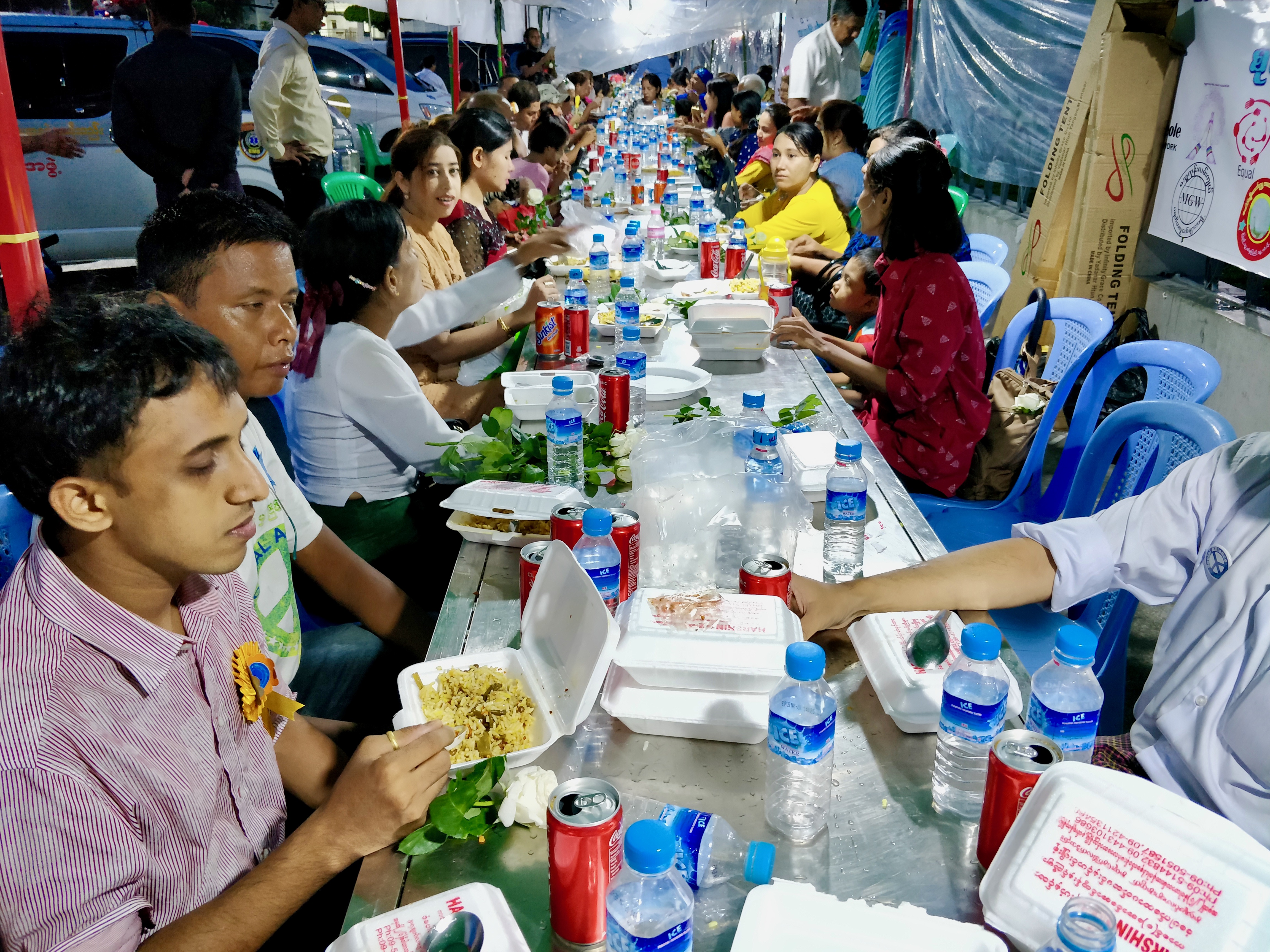 The interfaith donation and dinner near Maha Bandula Park in Yangon. (Myanmar Mix)