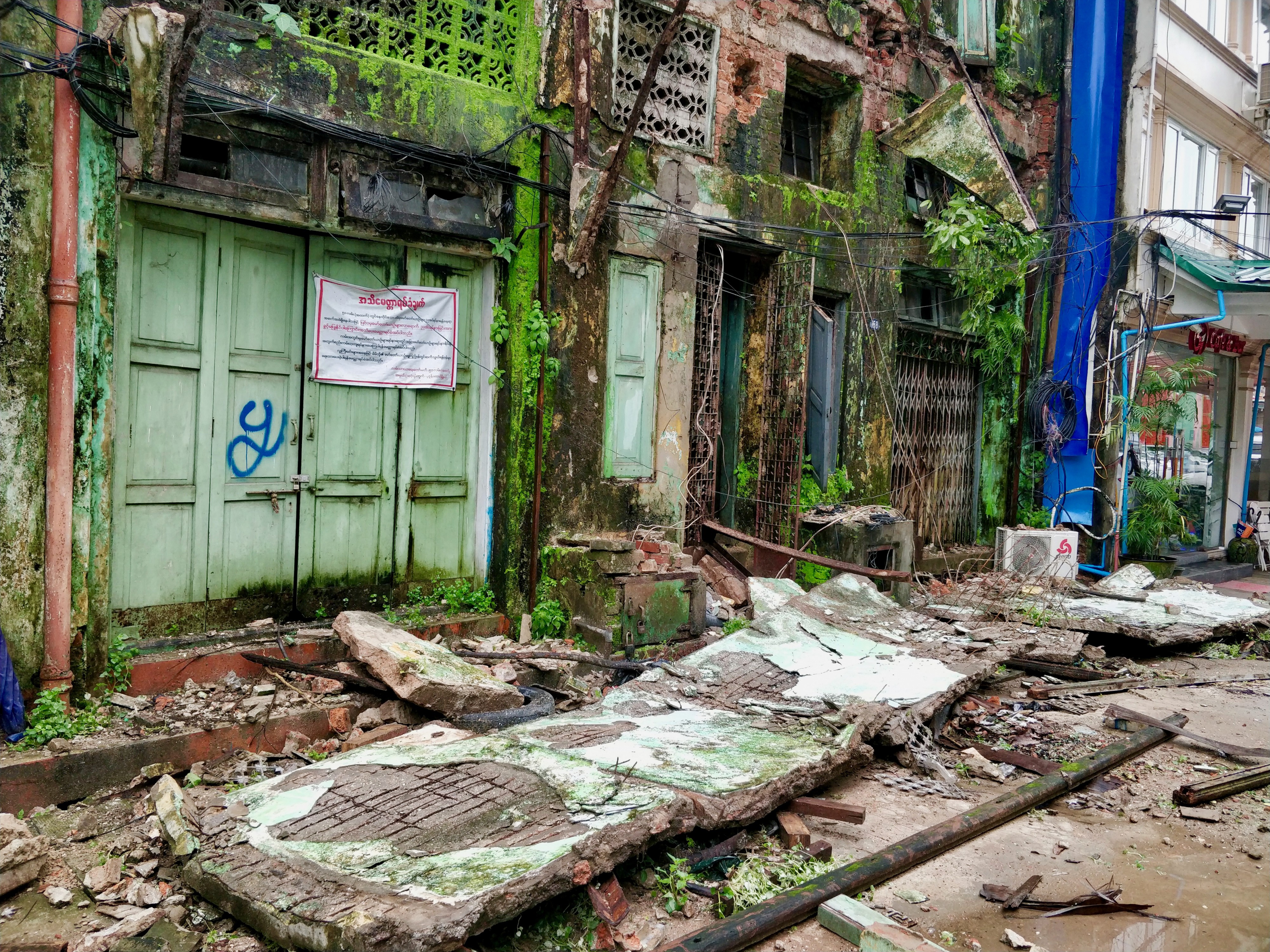 The front of 158, 51st street in downtown Yangon on Tuesday morning (August 6). (Myanmar Mix)