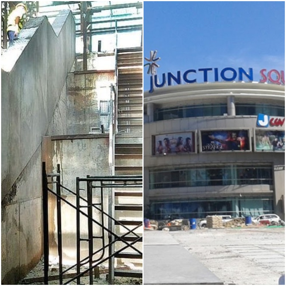 The subway crosses underneath the busy Pyay Road outside shopping mall Junction Square. 