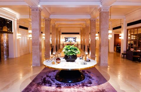 The lobby of the Rosewood Yangon. (Dominic Horner)