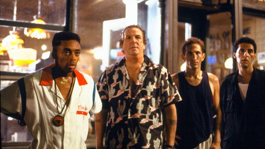 Spike Lee (as Mookie), Danny Aiello (as Sal), Richard Edson (as Vito), John Turturro (as Pino) in 1989's 'Do the Right Thing.'