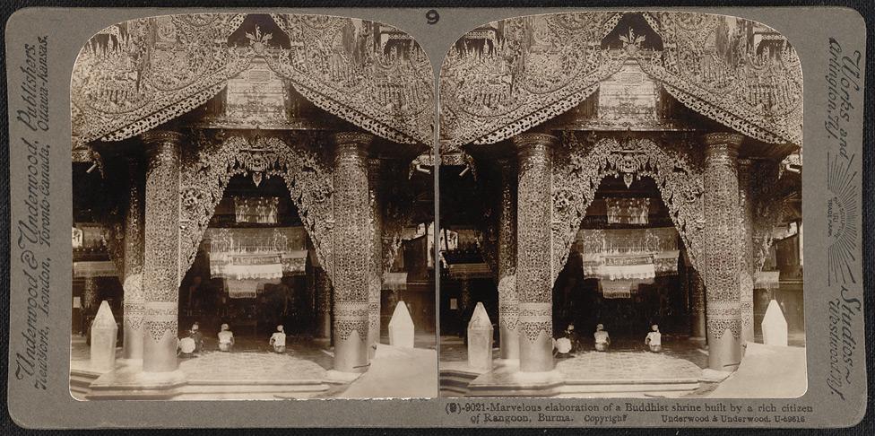 Marvelous elaboration of a Buddhist shrine built be a rich citizen of Rangoon.