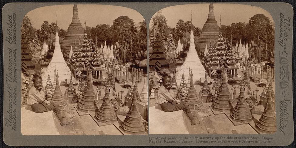 The Shwedagon Pagoda in Rangoon.