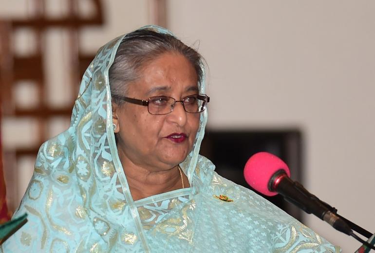  Sheikh Hasina speaks as she is sworn in for her fourth spell as Bangladesh's prime minister at the Presidential Palace in Dhaka on January 7, 2019. (Munir Uz Zaman / AFP)