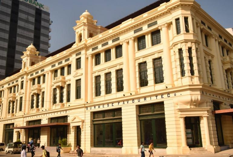 The Tourist Burma building in downtown Yangon is one of two new Covid testing centres. (Turquoise Mountain)