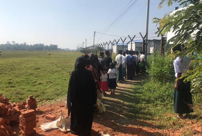 A picture from the Myanmar Embassy Dhaka Facebook page purporting to show some Rohingya returnees.