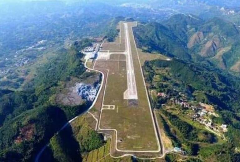 An aerial view of Chin state's first airport. (Facebook / Falam Airport, Chin State Myanmar)