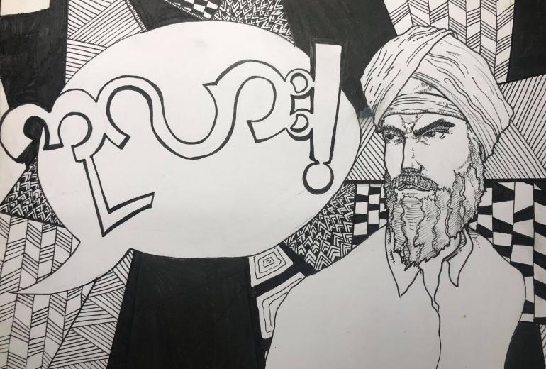 The word "kalar" in Myanmar has increasingly become an anti-Muslim slur and a contemptuous term for someone of Indian or South Asian origin. This illustration by Anik Nyein shows a Sikh man being called "kalar."