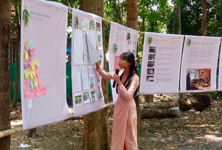 Hsu Linn Htet, 17, is one of 15 teenagers helping to design the park in Yankin township. (Ryan Phyoe)