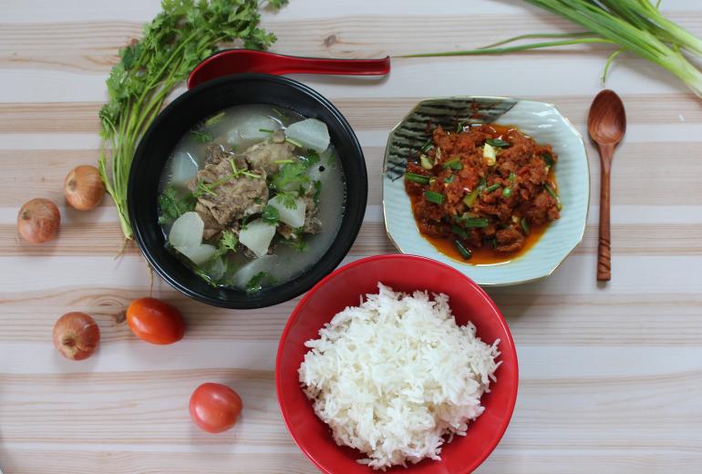 Pork rib and radish soup with fried bean curd, Myanmar style. (Hsu Myat Oo)