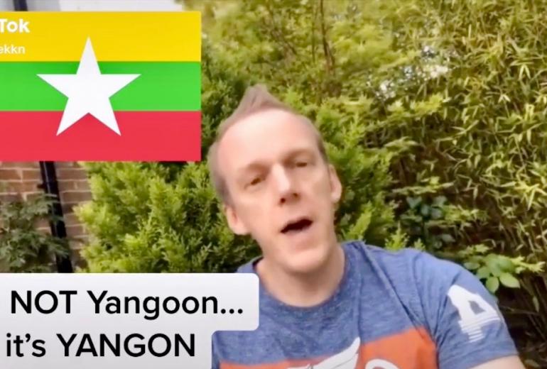 Pete Evans, who moved to Yangon 20 years ago, has become a hit on Myanmar TikTok due to his language skills showcased in humorous posts. 