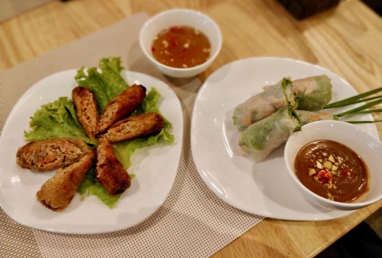 Fried spring rolls and fresh prawn spring rolls at Annam Noodle Bar and Bites in Urban Asia Centre. (Photos: Myanmar Mix)