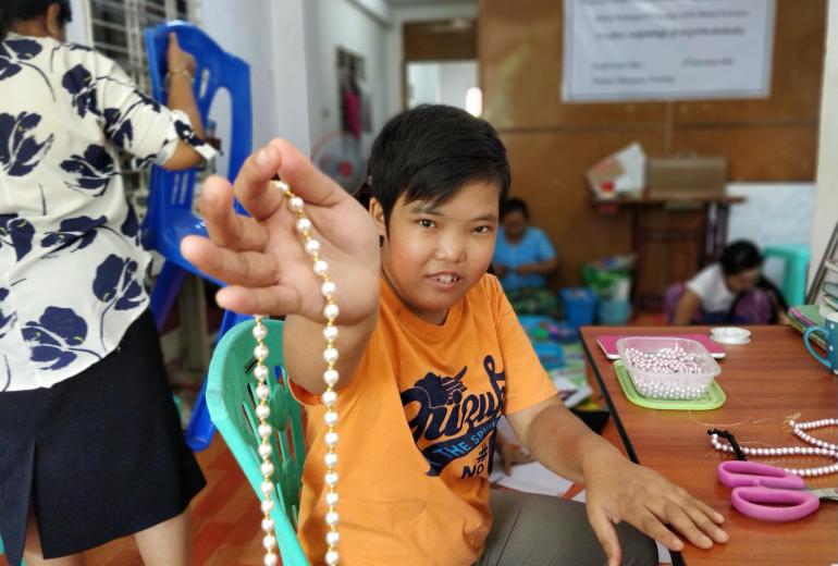 Organized by local non-governmental organization Purple Lotus, the handicraft programme is a launch pad for people with disabilities to enter the workforce and live more independently. (Iryna Kyrylenko)