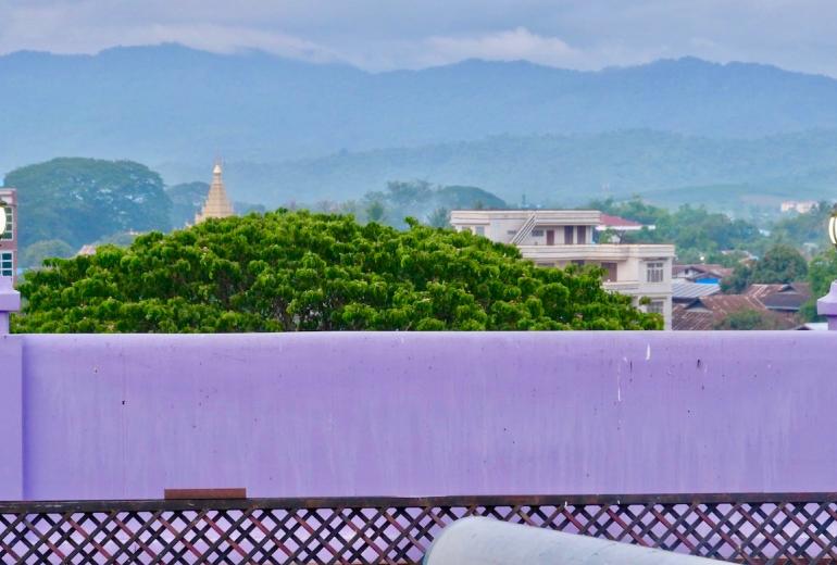  A view from A Shay Chan Hotel, a purple structure that is among the highest in Mohnyin. (Patrick Compton)