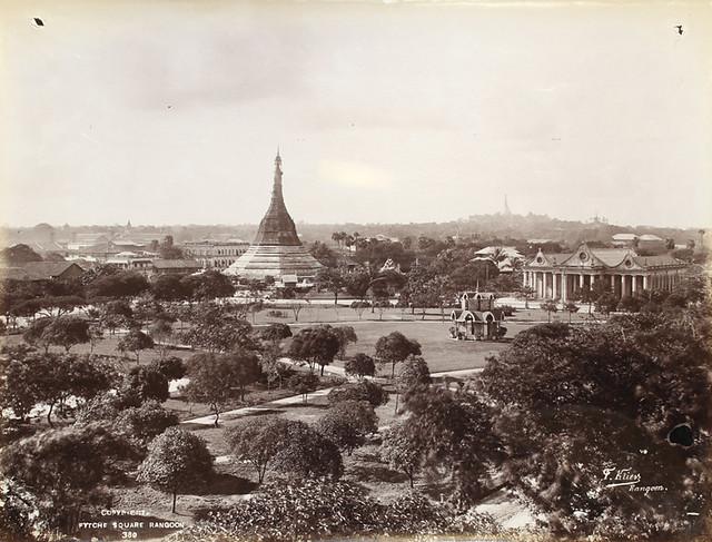 Today Maha Bandoola Park, back then Fytche Square, named after Burma chief commissioner Albert Fytche. (1907)
