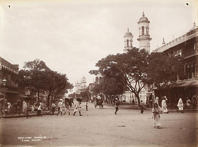 Mogul Street, now Shwe Bon Thar Road, in Rangoon. (1907)