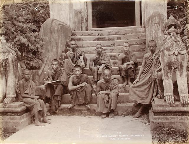 Young Burmese monks in Rangoon. (1907)