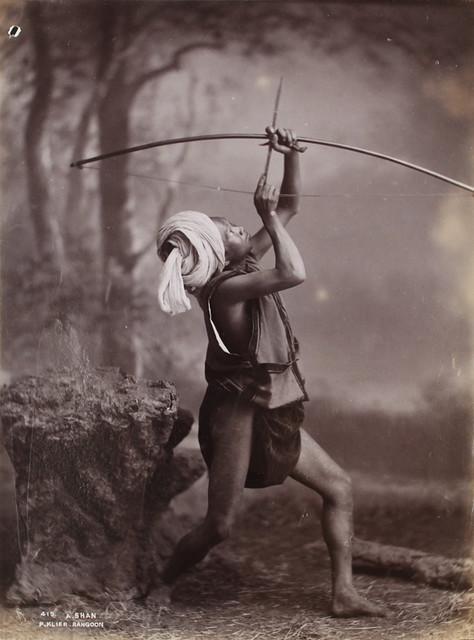 A Shan man with his bow and arrow. (1907)