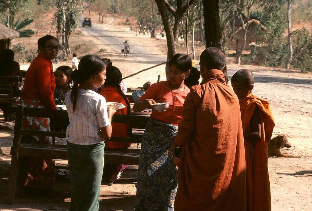 Monks collect alms.