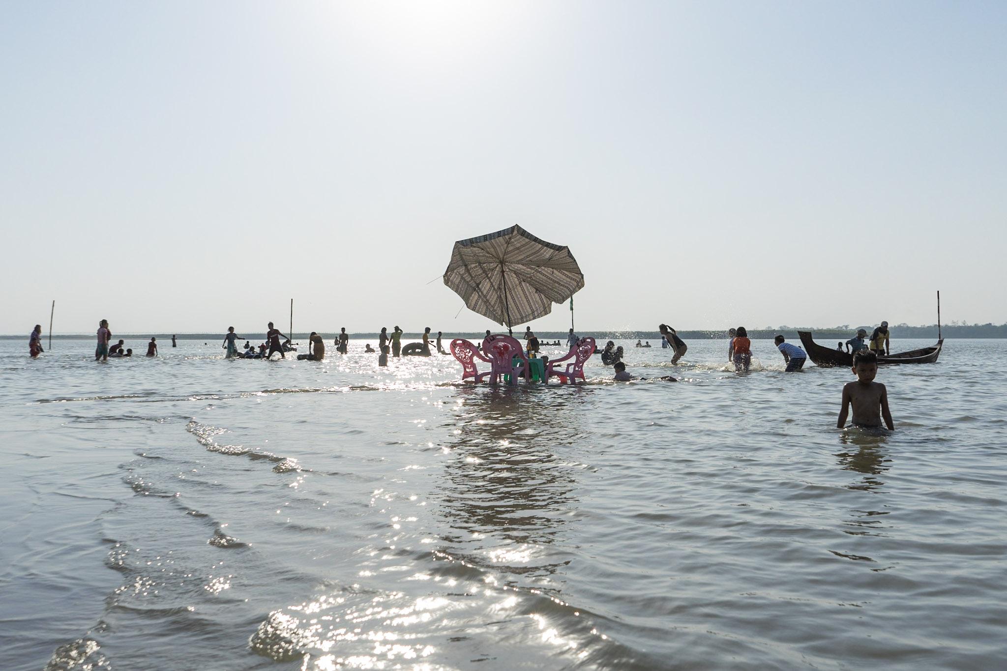 Nyaung Chaung Tha is crammed with visitors from Pathein and Yangon every day of the dry season. (Faeez Safedien)