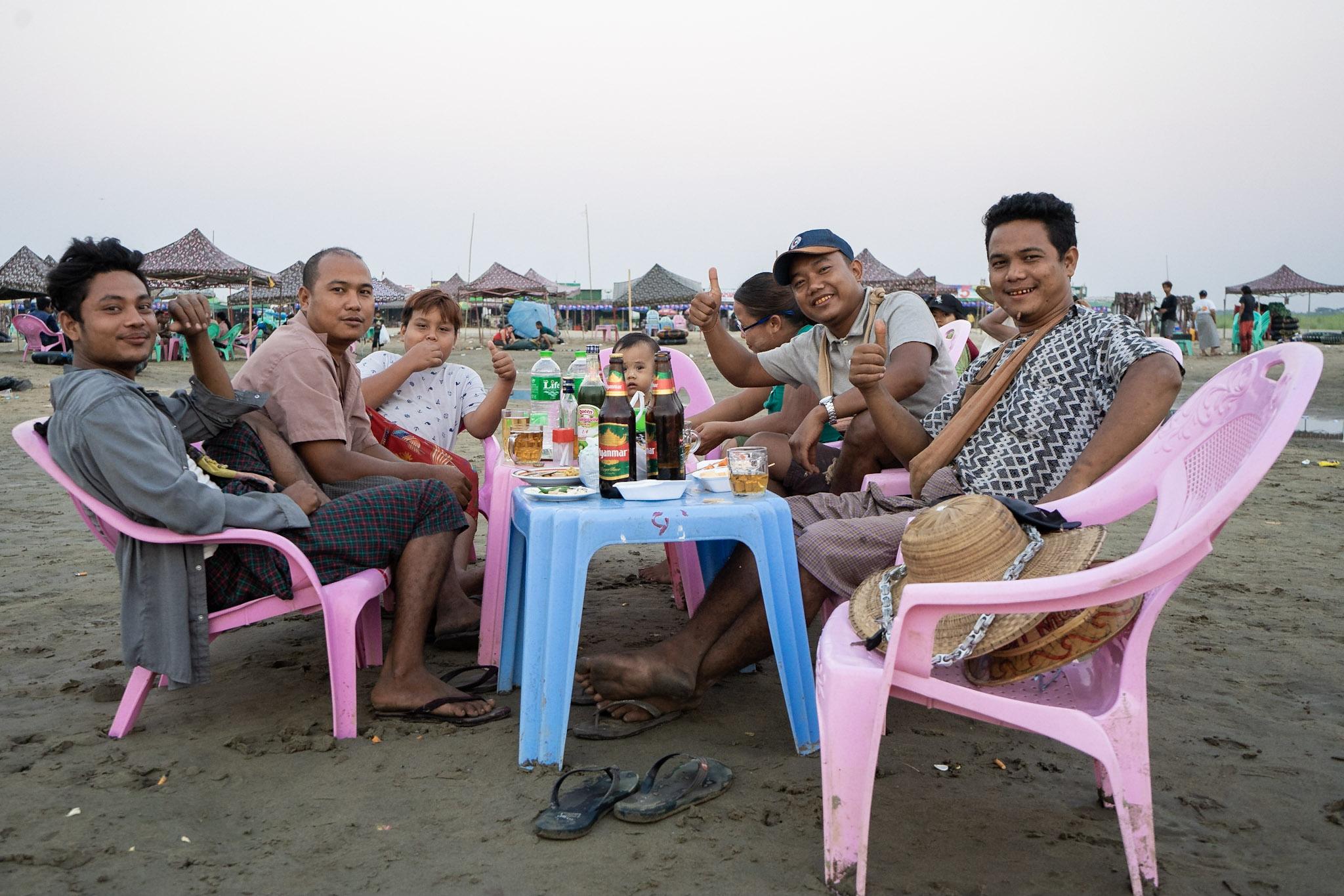 Nyaung Chaung Tha is crammed with visitors from Pathein and Yangon every day of the dry season. (Faeez Safedien)