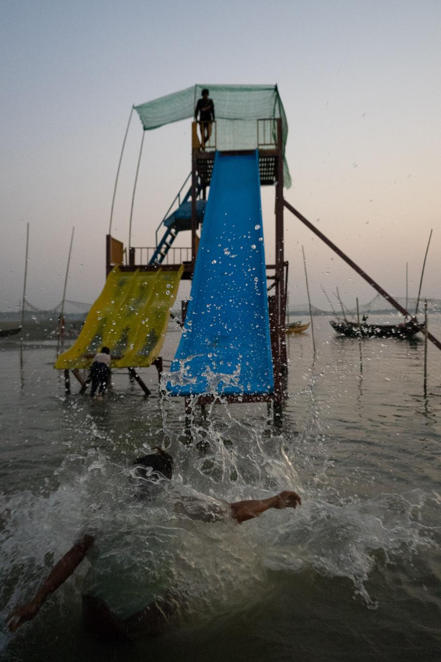 Nyaung Chaung Tha is crammed with visitors from Pathein and Yangon every day of the dry season. (Faeez Safedien)