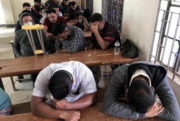  This photographs taken on January 3, 2020, shows Bangladeshi drug kingpins sitting in Teknaf. (STR / AFP)
