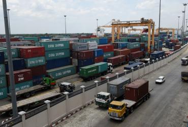 The container port facility of Asia World Port Terminal located along Yangon city river is seen on this photograph taken May 18, 2016. (Romeo Gacad / AFP)