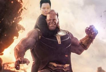 Nay Htoo Naing fixing a rear-naked choke on Avengers baddie Thanos.