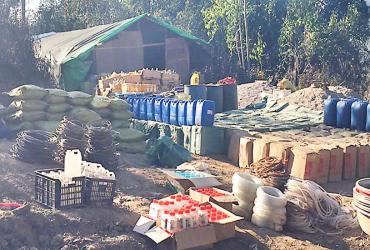 A photo published in military newspaper The Myawady purporting to show part of the drugs operation in Kutkai township of eastern Shan state.