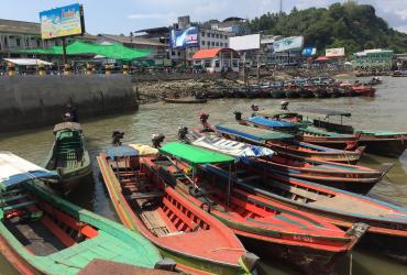 A line of longtail boats used to ferry passengers from the Thailand-Myanmar boarder. (Andrew Saw)