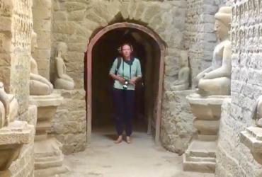 The backpackers were visiting the temples of Mrauk U when they ran into the conflict. (Christopher Caddy / screenshot)