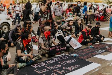 Myanmar punks protest against the military coup. (Supplied)