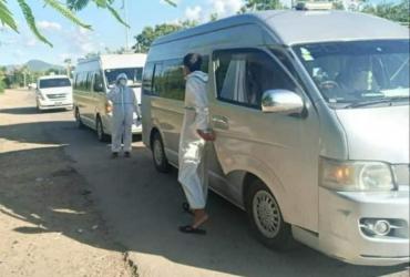 The vehicles were stopped at a checkpoint on the Yangon-Mandalay highway. (The Voice)