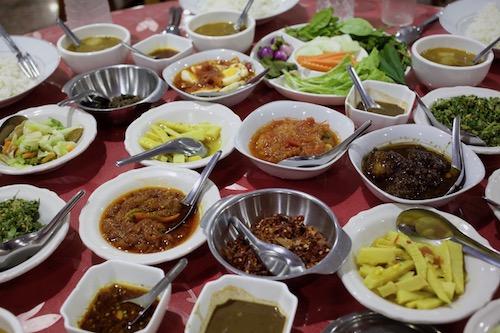 A feast of local dishes in Mandalay. (Breanna Randall)