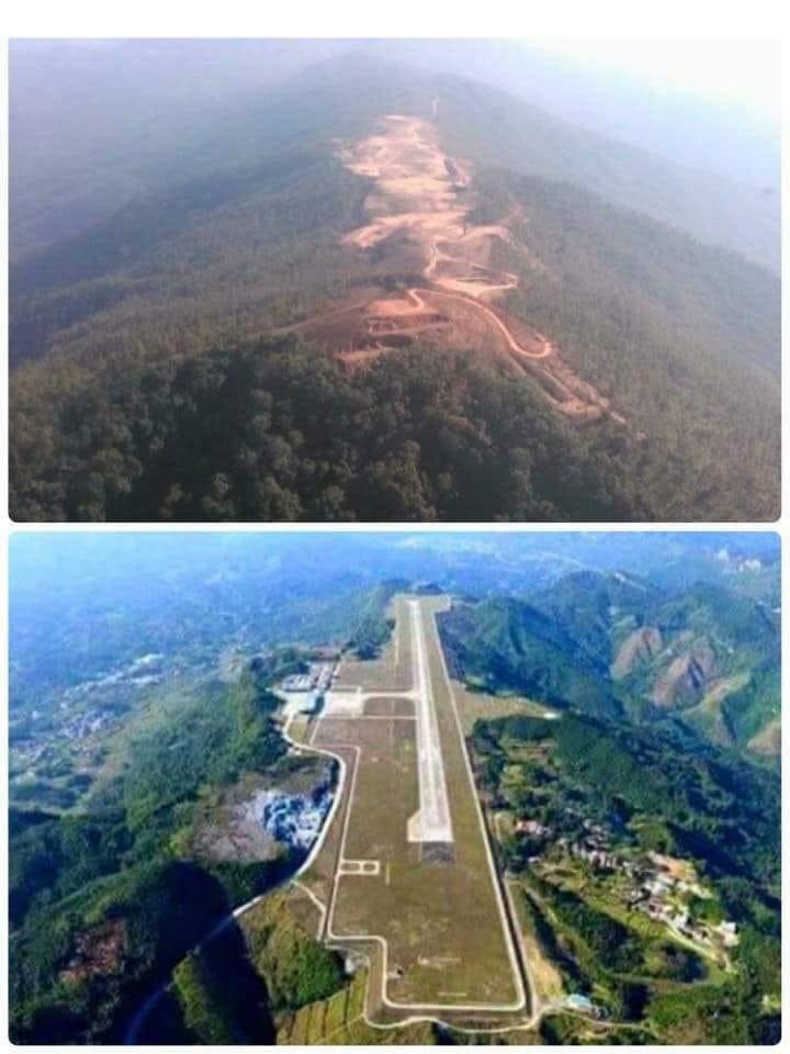 A before and after view of the former World War Two air base in Chin state. (Falam, Surbung Airport, Facebook)