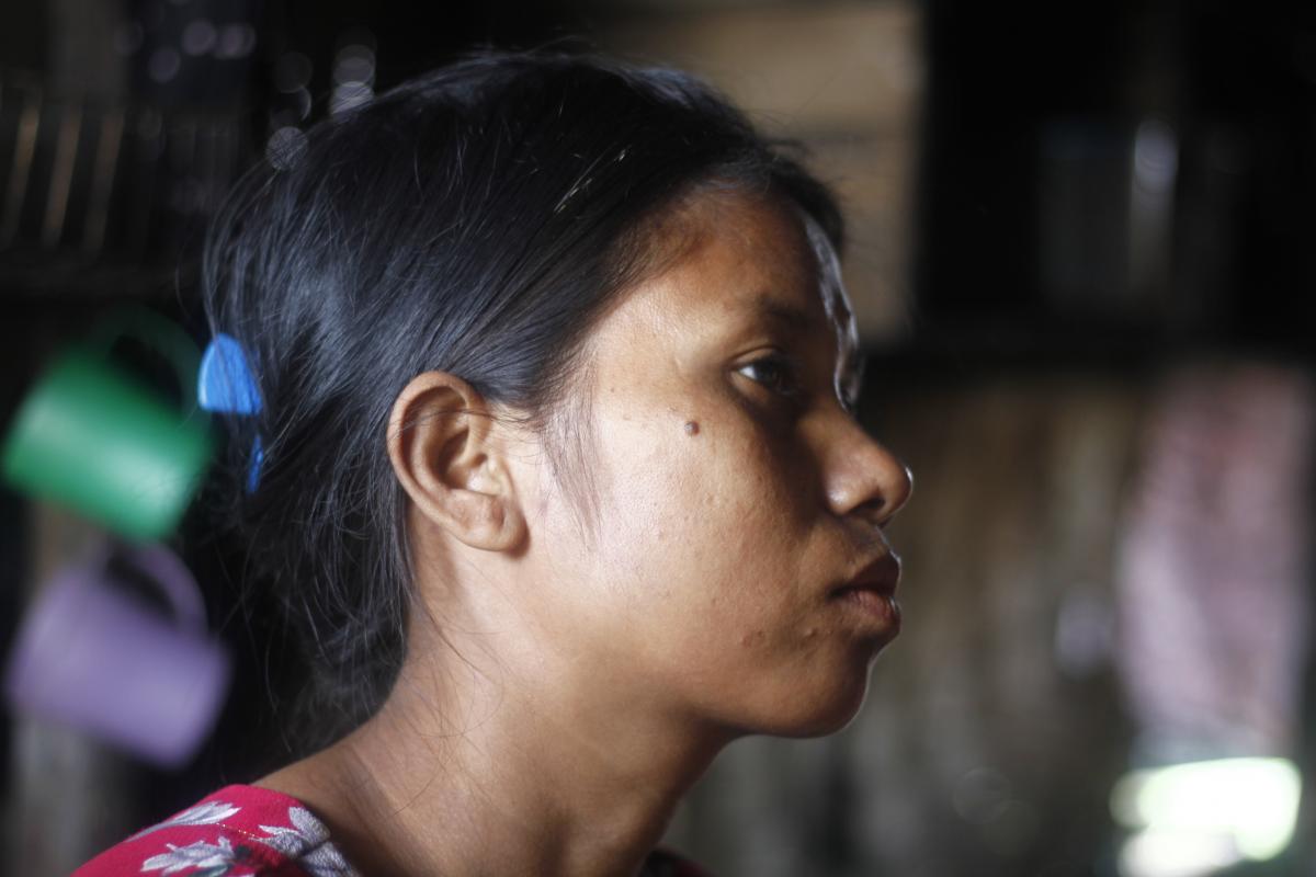 Win Maw’s rent has doubled in the years since she first moved into her shack in Yangon’s growing slums. (Lorcan Lovett / Southeast Asia Globe)