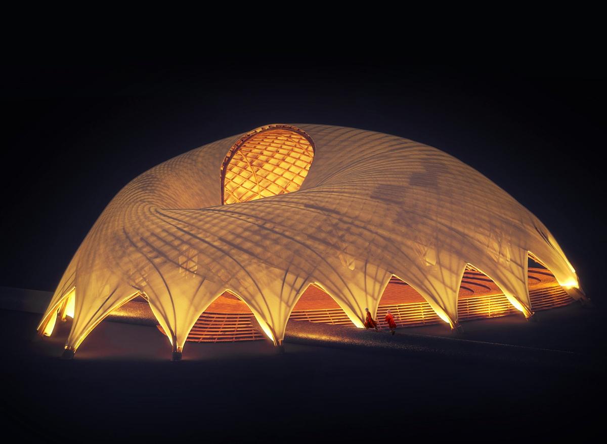 A design of the farmers' market at night.