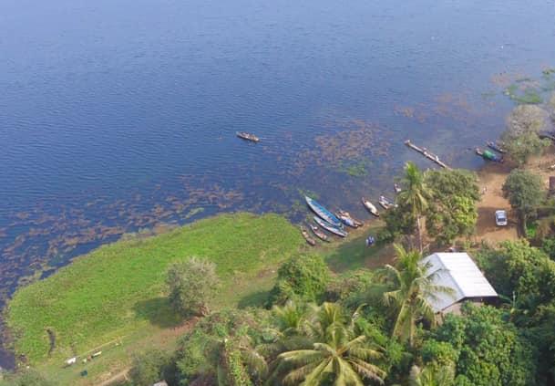 A bird's-eye view of the Pink Headed Duck Cafe on the shores of Indawgyi Lake. (Supplied)