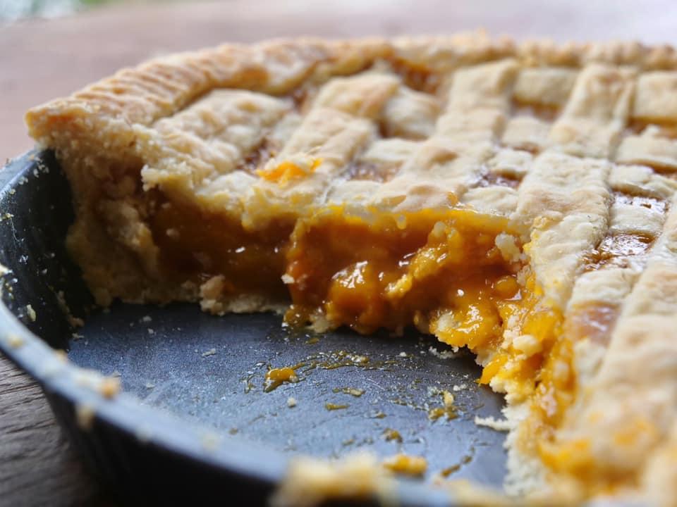 The cafe's pies use local fruit, such as the mangoes taken from the property's trees for this dessert. (Supplied)