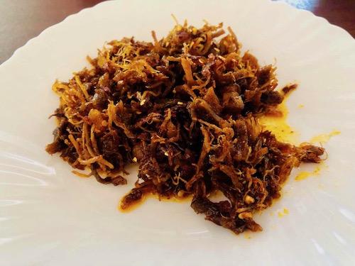 Thant's fried shredded pork is a popular choice. (Rita Shan)